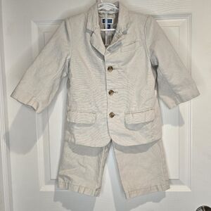 Childrens Place Linen Blend Kids Cream Suit Jacket and Pants Set